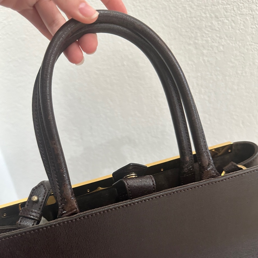 Fendi 2Jours Brown Leather Tote Bag – Authentic – Structured Work Bag - Picture 7 of 15